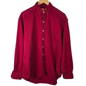 Duck‎ Head Mens Red Cotton Button Down Shirt Embroidered Duck Logo Size M
